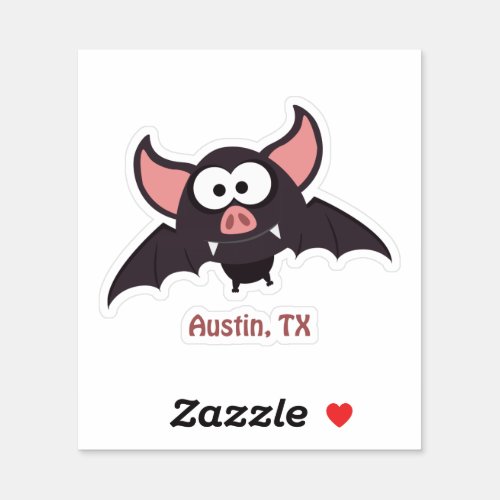 Cute and Funny Cartoon Austin Texas Bat Sticker