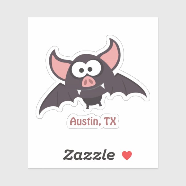 Cute and Funny Cartoon Austin Texas Bat Sticker (Sheet)