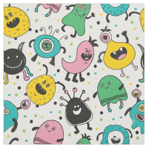 Cute and funny cartoon monster pattern fabric
