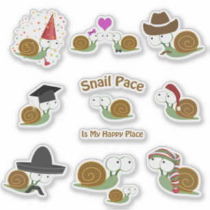 Cute and Funny Cartoon Snails Sticker set
