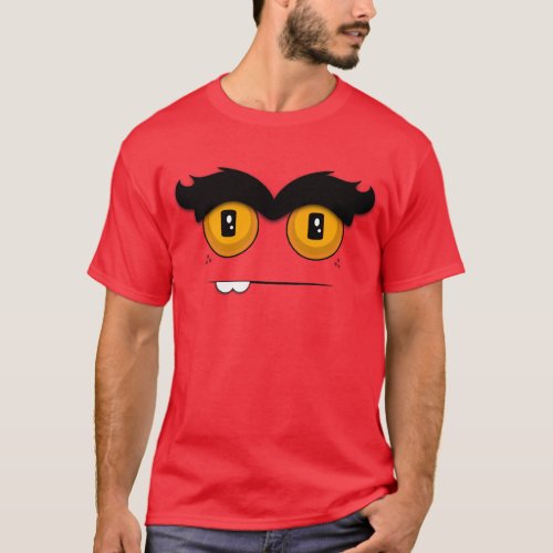 Cute and Funny Cartoon Unibrow Monster Face T_Shirt