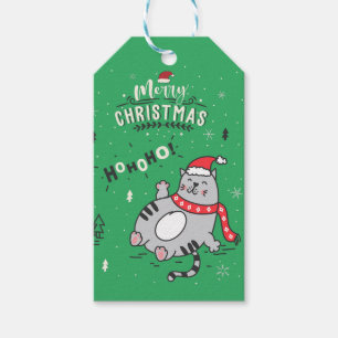 Cute and Funny Cat Christmas joyful Greetings Gift Tags