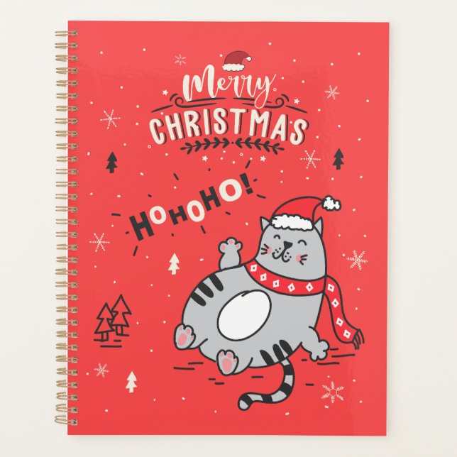 Cute and Funny Cat Christmas joyful Greetings Planner (Front)