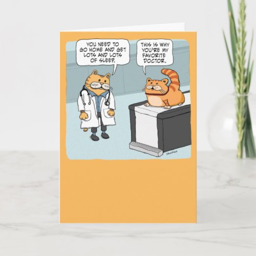 Cute and Funny Cat Doctor Says Nap More Birthday Card