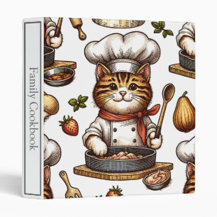 Cute and funny cat family recipe cookbook 3 ring binder