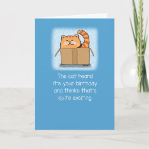 Cute and Funny Cat in a Box Birthday Card