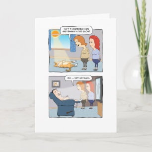 Cute and Funny Cat in Ray of Sun Birthday Card