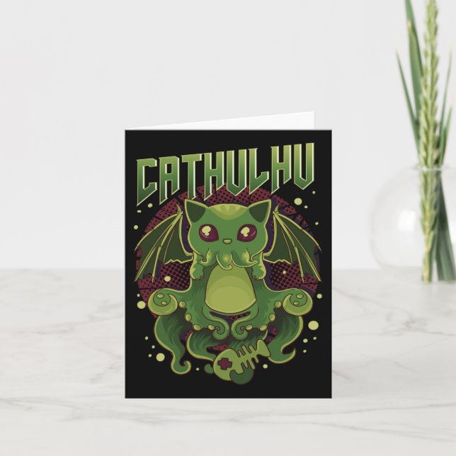 Cute And Funny Cathulhu Kawaii Cat Cthulhu  Card (Front)