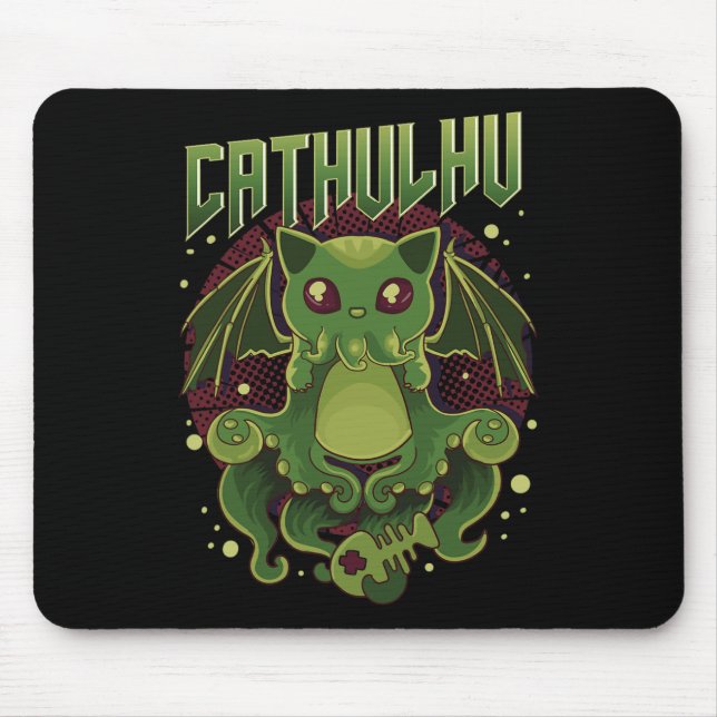 Cute And Funny Cathulhu Kawaii Cat Cthulhu  Mouse Pad (Front)