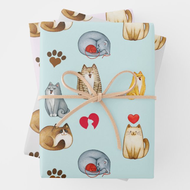 Cute and Funny Cats Cat Lover  Wrapping Paper Sheets (In situ)