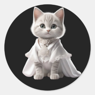 cute and funny cats wearing clothes classic round sticker