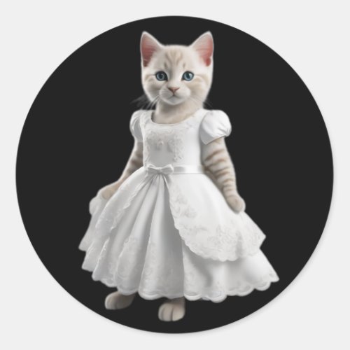 cute and funny cats wearing clothes classic round sticker