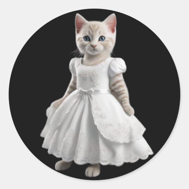 cute and funny cats wearing clothes classic round sticker (Front)