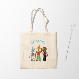 Cute and funny characters with your name tote bag