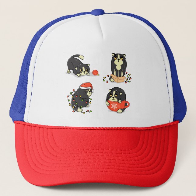 Cute and Funny Christmas Cats Trucker Hat (Front)
