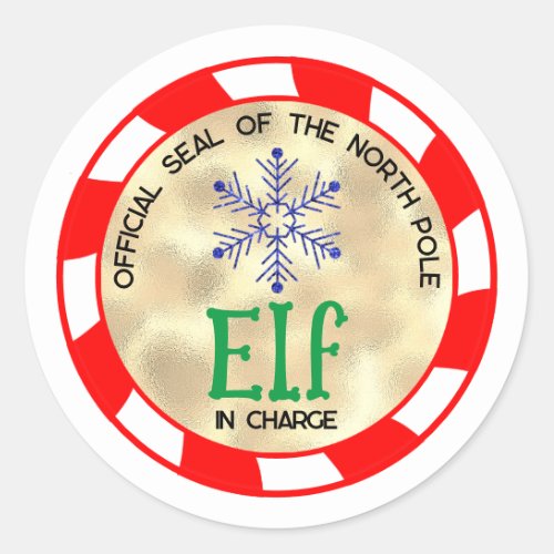 Cute and Funny Christmas Elf in Charge Classic Round Sticker