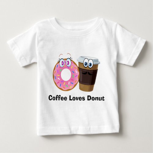 Cute and funny coffee loves donut baby tshirt baby T_Shirt