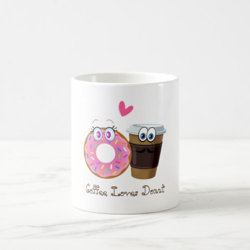 Cute and funny coffee loves donut mug