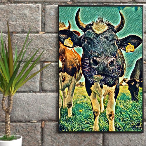 Cute and funny cow abstract poster