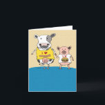 Cute and Funny Cow and Pig Couple Anniversary Card<br><div class="desc">This cute and funny cartoon Happy Anniversary card features a cow and pig couple,  each of them displaying their sense of humor via their shirts.

Thank you for choosing this original design by © Chuck Ingwersen. I’m an independent artist,  and I post cartoons every day on Instagram: https://www.instagram.com/captainscratchy</div>