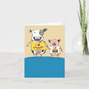 Cute and Funny Cow and Pig Couple Anniversary Card