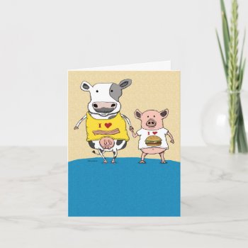Cute And Funny Cow And Pig Couple Anniversary Card by chuckink at Zazzle