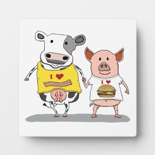Cute and Funny Cow and Pig Friends Plaque