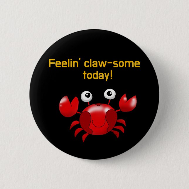 Cute and Funny Crab Design for Ocean Lovers Button (Front)