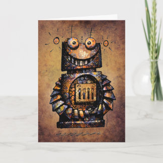Cute and Funny Custom Kid's Robot Happy Birthday Card