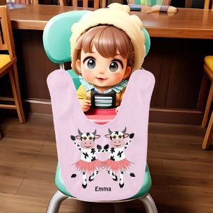 Cute and funny dancing cows  baby bib