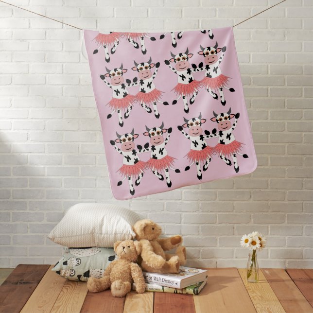 Cute and funny dancing cows baby blanket (In Situ)