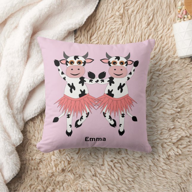 Cute and funny dancing cows, custom  throw pillow (Blanket)