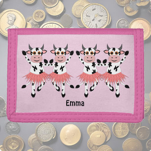 Cute and funny dancing cows, custom tri-fold wallet