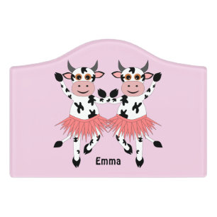 Cute and funny dancing cows door sign
