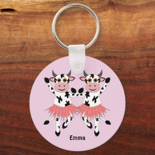 Cute and funny dancing cows   keychain