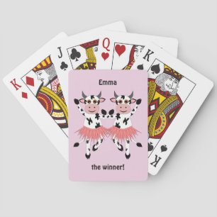 Cute and funny dancing cows poker cards