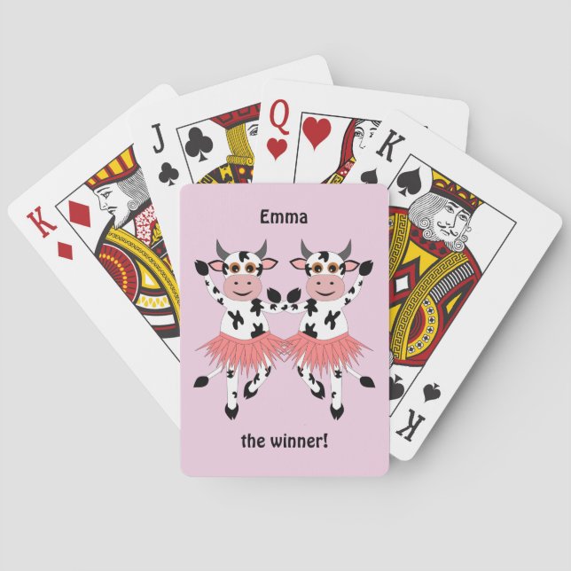 Cute and funny dancing cows    poker cards (Back)