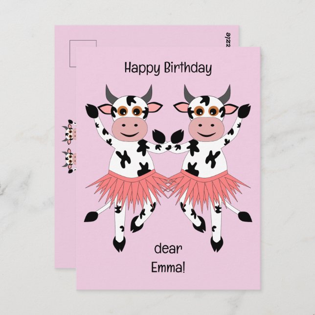 Cute and funny dancing cows  postcard (Front/Back)