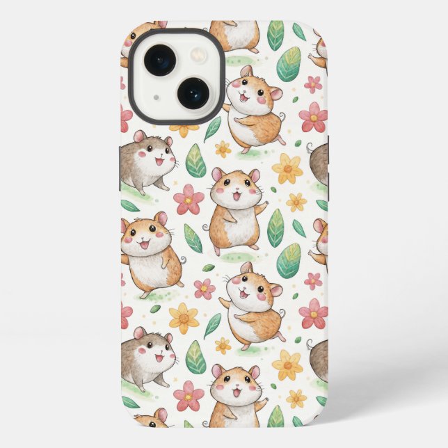 Cute and funny dancing hamster pattern iphone case (Back)