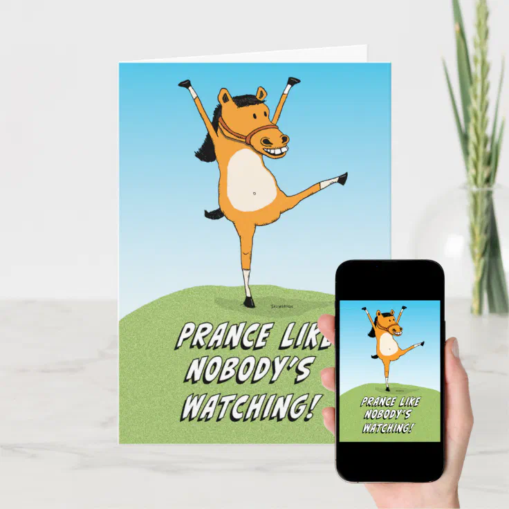 Cute and Funny Dancing Horse Birthday Card | Zazzle