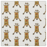 Cute and Funny Deer Drawing Red Nose Christmas Fabric