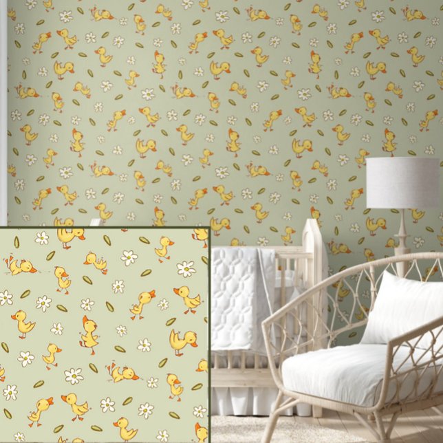 Cute and funny Ducklings on light green Wallpaper (Creator Uploaded)