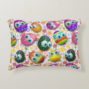 Cute and Funny Easter Eggs Cartoon Accent Pillow