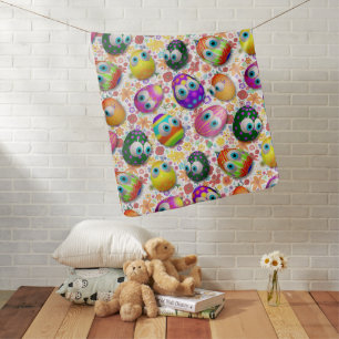 Cute and Funny Easter Eggs Cartoon Baby Blanket