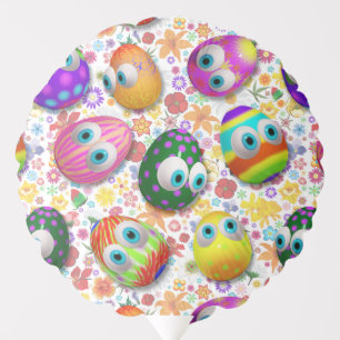 Cute and Funny Easter Eggs Cartoon Balloon