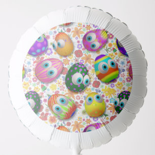 Cute and Funny Easter Eggs Cartoon Balloon