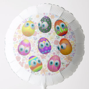Cute and Funny Easter Eggs Cartoon Balloon