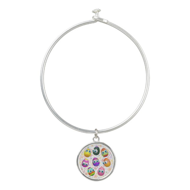 Cute and Funny Easter Eggs Cartoon Bangle Bracelet (Front)