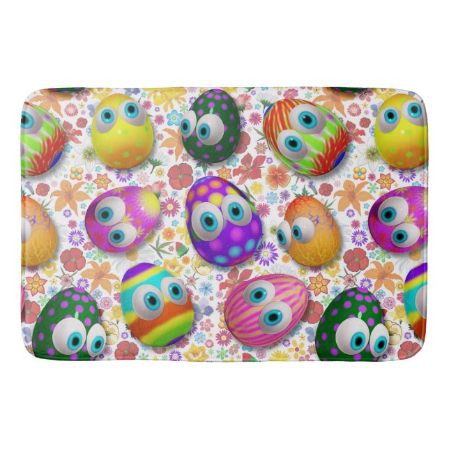 Cute and Funny Easter Eggs Cartoon Bath Mat (Front)