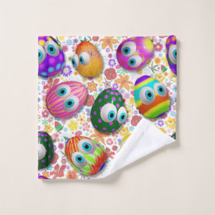 Cute and Funny Easter Eggs Cartoon Bath Towel Set